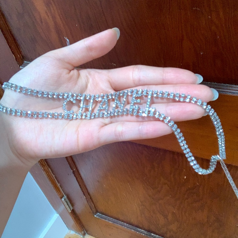 Rhinestone letter choker